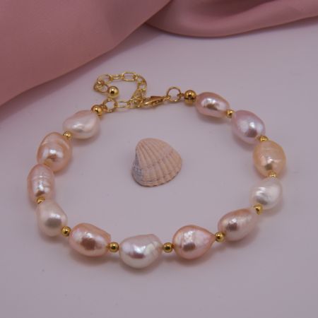 Armband Süsswasser Zuchtperlen Barock Multicolor 9-10 mm